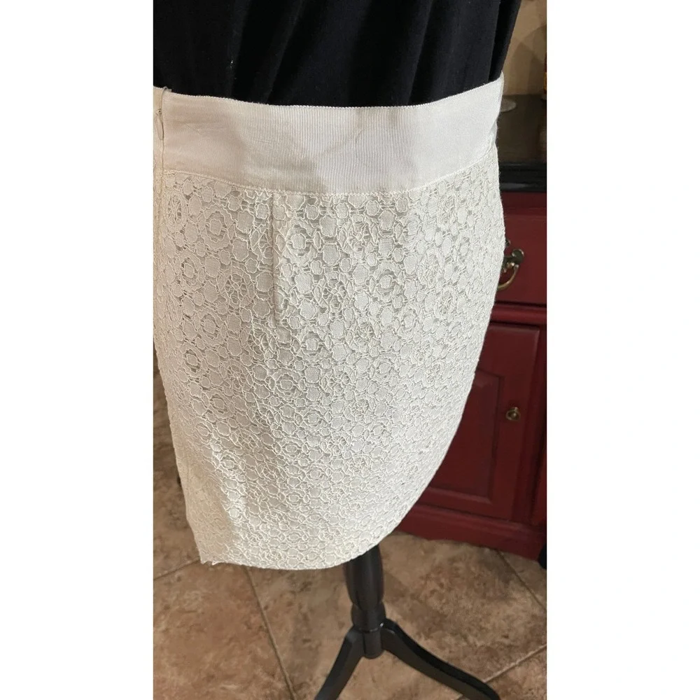 The Limited Ivory Lace Pencil Mini Skirt Size 4 Cottagecore Chic Lined